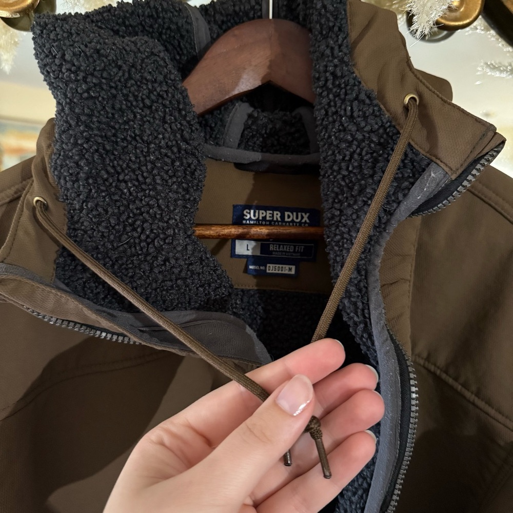 Carhartt Super Dux Men's Rain Defender Sherpa-Lined Brown Relaxed Fit Jacket - Picture 11 of 16